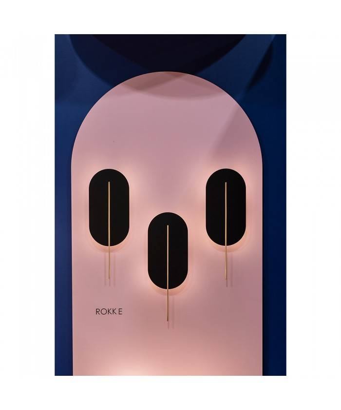 Ummo :: Rokke black wall lamp with brass detail, height 56.6 cm