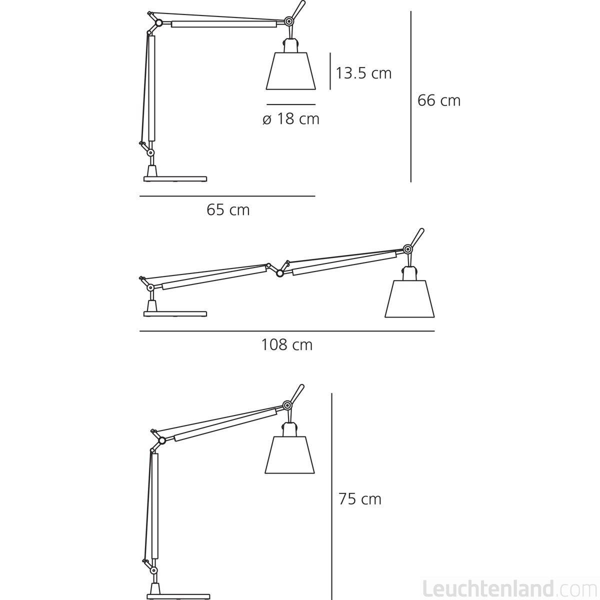 Artemide :: Schreibtischlampe aus Aluminium Tolomeo Basculante Höhe 75 cm silber