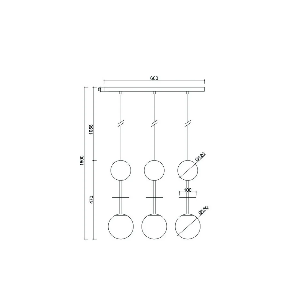 Ummo :: Oio A 3 hanging lamp, white and black, width 60 cm