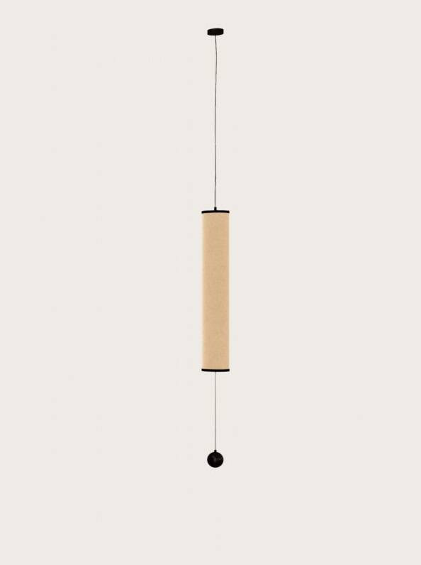 Aromas :: Nooi hanging lamp with linen shade, diameter 16.5 cm, vertical, with metal ball