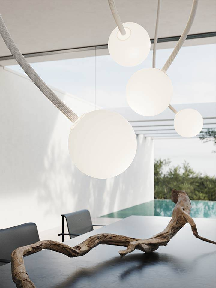 Karman :: Moony 3 ceiling lamp, height 150 cm, white