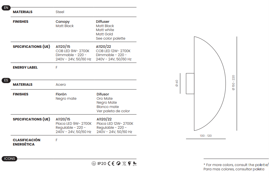 AROMAS :: WALL LAMP / Sconce ALTUN DIAMETER 22 CM