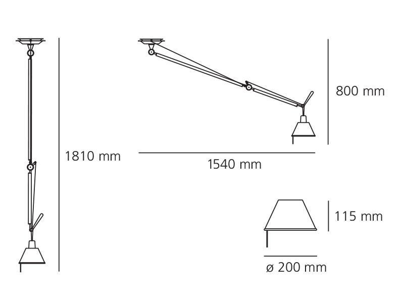 Artemide :: Hängelampe aus Aluminium Tolomeo Decentrata Durchmesser 32 cm grau