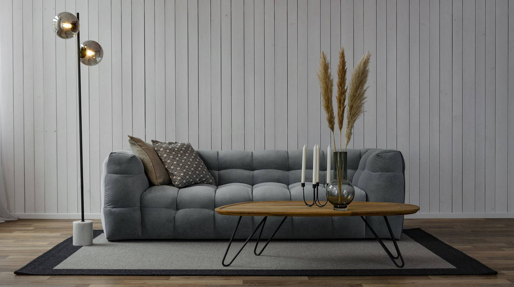 Nordic Line :: Upholstered sofa Michelle 3-seater Gray 236x68x105 cm