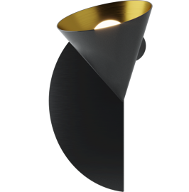 Robin :: Rubi Duo Wandleuchte in Schwarz und Gold, Breite 25,5 cm