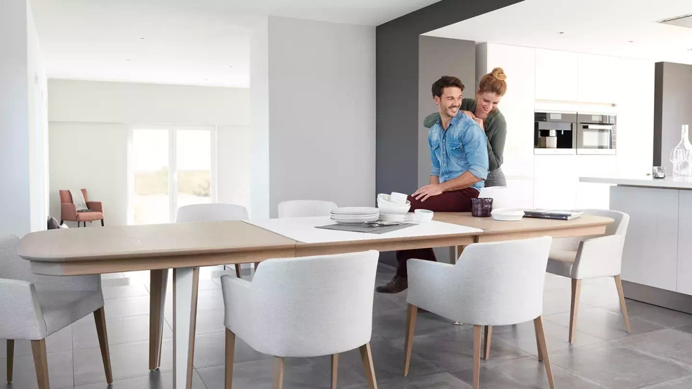 Mobitec :: Colibri C01 upholstered chair, gray, with armrests, 61 cm wide, wooden legs