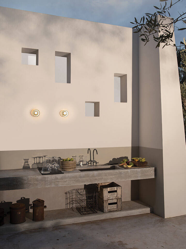 Karman :: Agua Außenwandleuchte / Wandleuchte, Durchmesser 13 cm, transparent