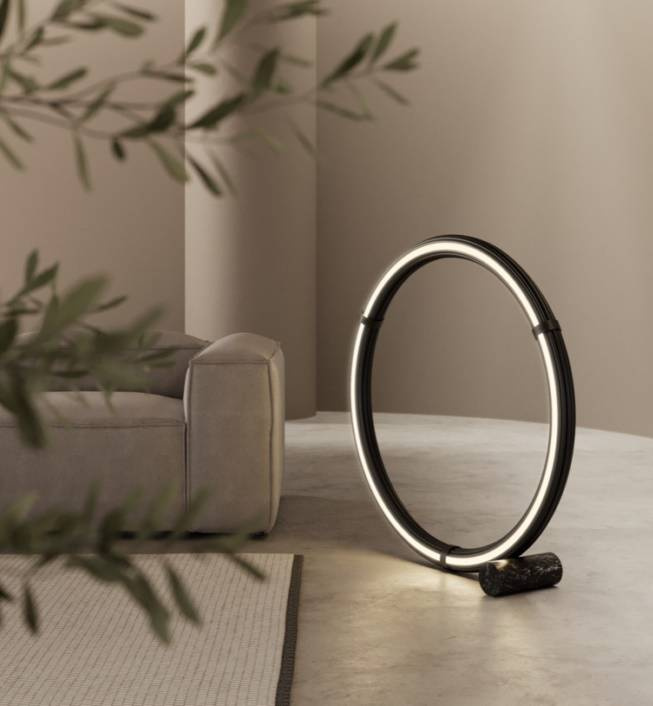 Aromas :: Elli round LED floor lamp, diameter 107..5 cm, gold