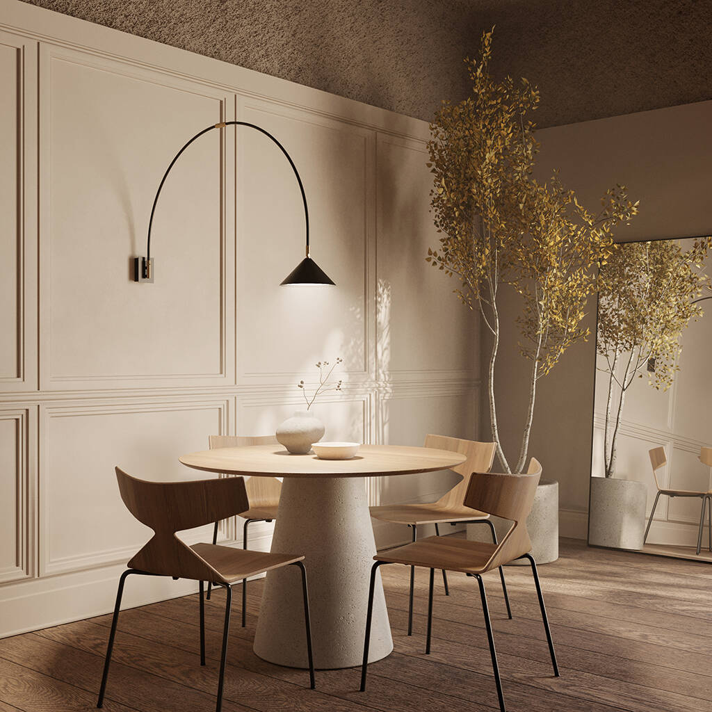 Aromas :: Hinoo schwarze Wandleuchte / Wandleuchte, Tiefe 111 cm