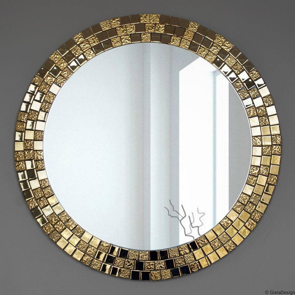 GieraDesign :: Lustro dekoracyjne Aurea okrągłe w złotej ramie śr. 70