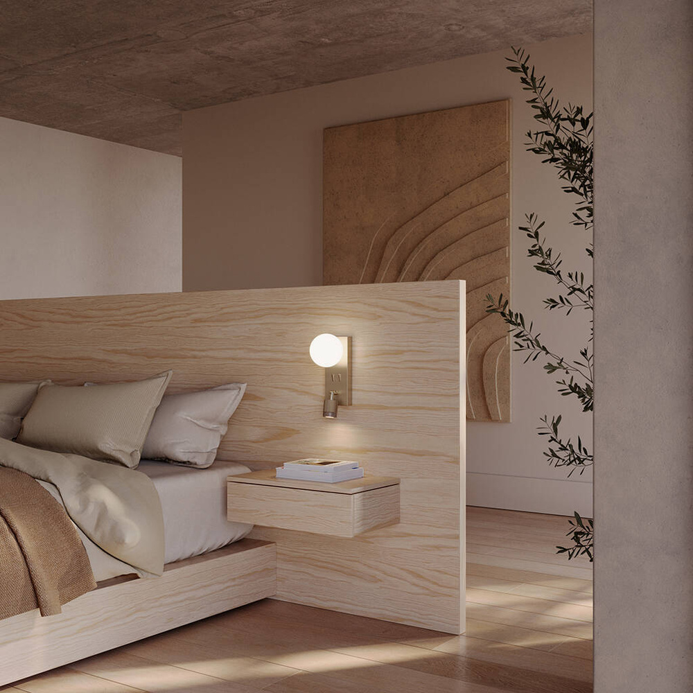 Aromas :: Tea 2 Wandleuchte / Wandleuchte, Breite 10 cm, schwarz mit schwarzem Marmor