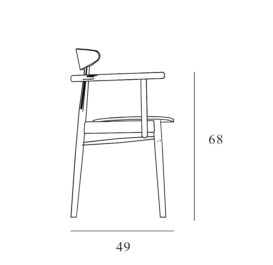 Paged :: Yesterday B-4101 wooden chair with armrests, width 55 cm
