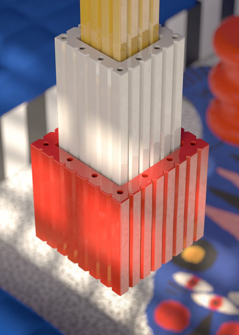 Ferroluce :: Lampa wisząca Metra wys. 66 cm czerwono-kremowo-żółta