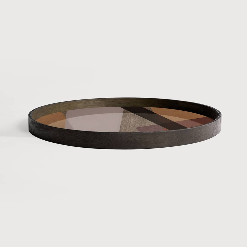Ethnicraft :: Angle round tray, brown-gray, size L, diameter 61 cm