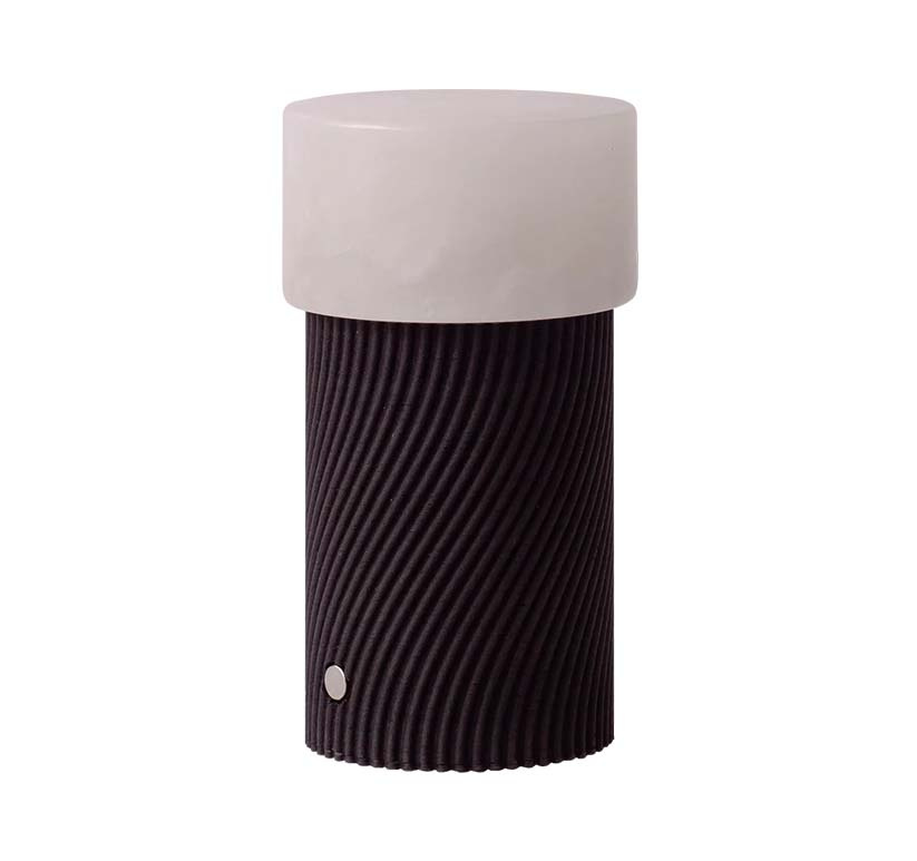 Robin :: Rizzo Wenge portable table lamp, alabaster, black-brown, height 16 cm