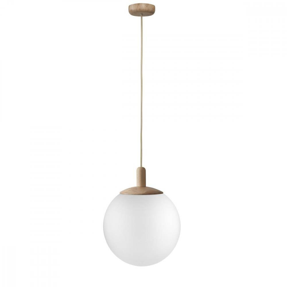 Kaspa :: Alur Wood white and oak pendant lamp, diameter 25 cm, size S