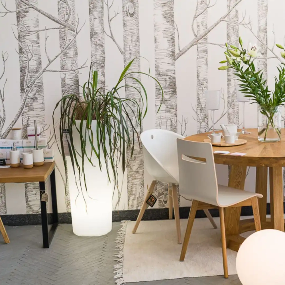 Micante :: Topf aus Plastik Bella beleuchtet Durchmesser 38 weiß