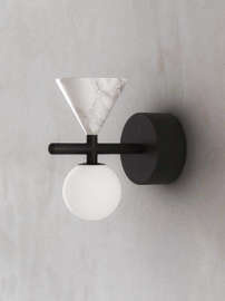 Aromas :: Oneta wall lamp / sconce, depth 14.5 cm, black / white marble