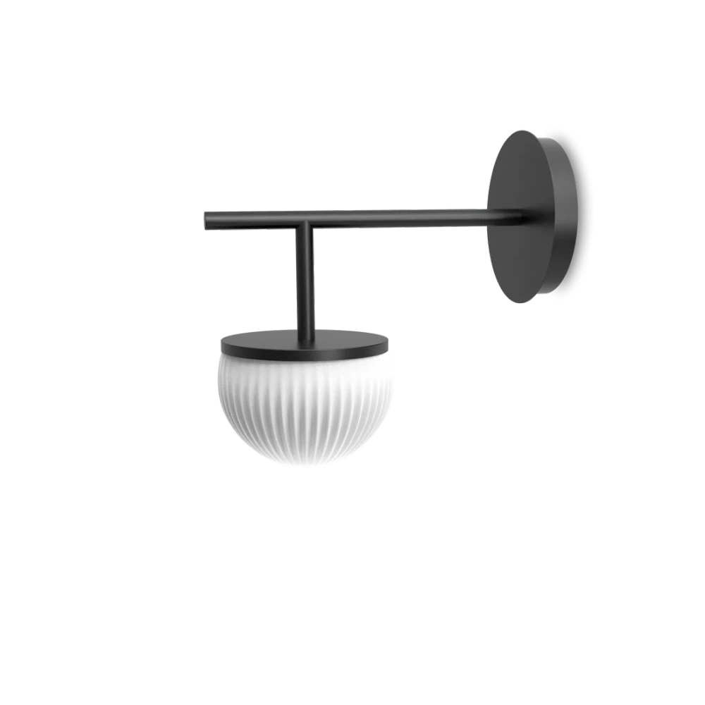 Robin :: Roi Einarmige Wandleuchte, Schwarz und Weiß, Tiefe 22 cm