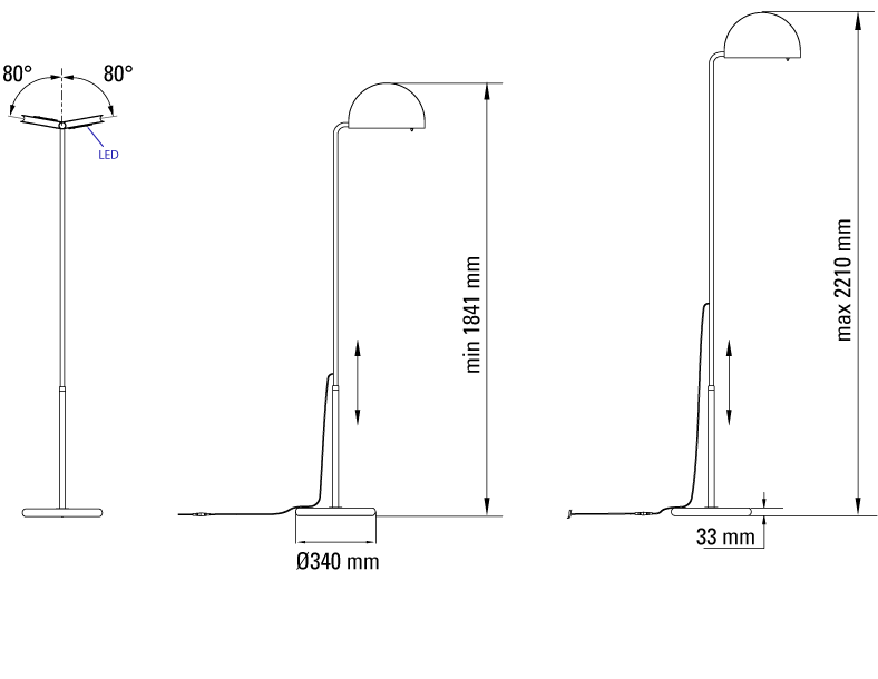 DCW:: Lampa podłogowa Mezzaluna wys. 221 cm