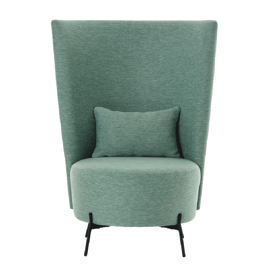 Mobitec :: Bolero green upholstered armchair with high backrest, metal legs, height 116 cm