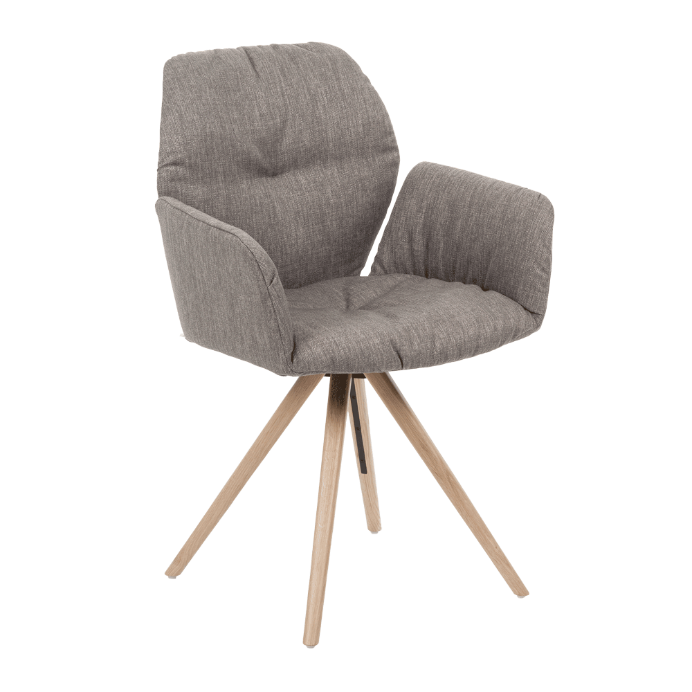 Mobitec :: Mood 99 gray upholstered chair with armrests, 60 cm wide, wooden base