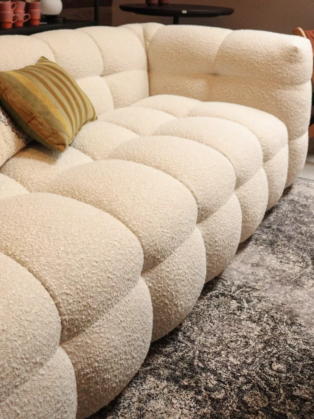 Nordic Line :: Upholstered sofa Michelle 3-seater cream boucle 236x68x100 cm