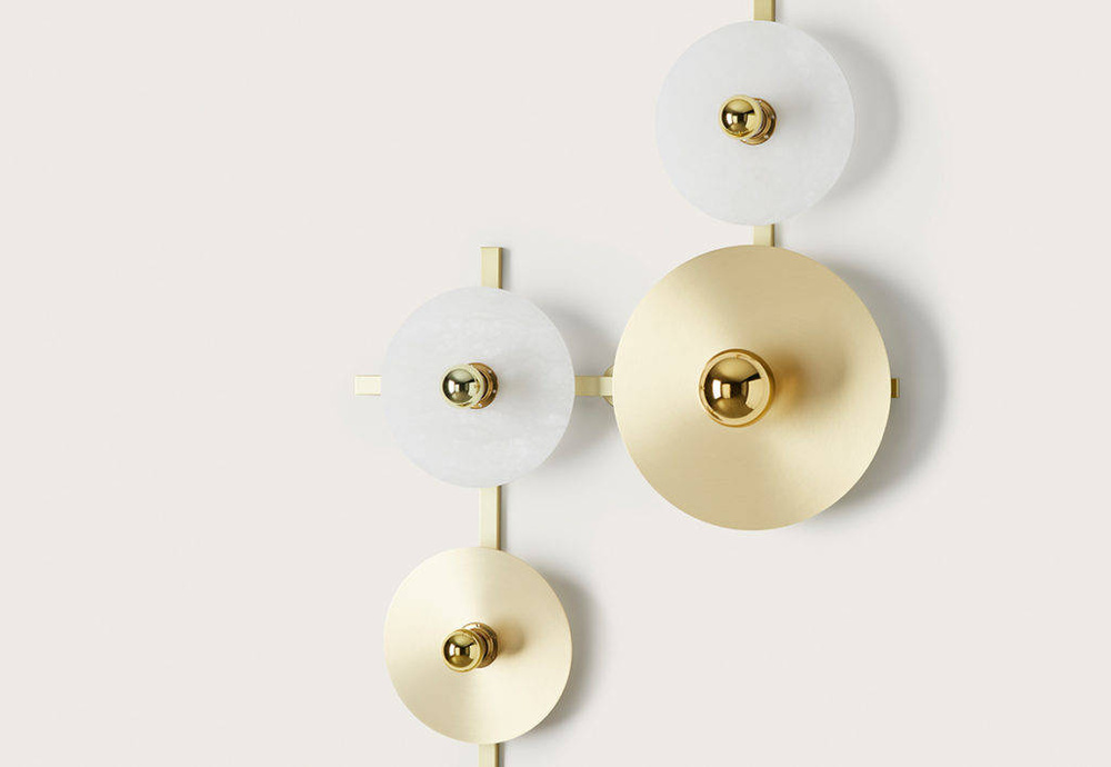 Aromas :: Abby gold and white wall lamp, width 70 cm