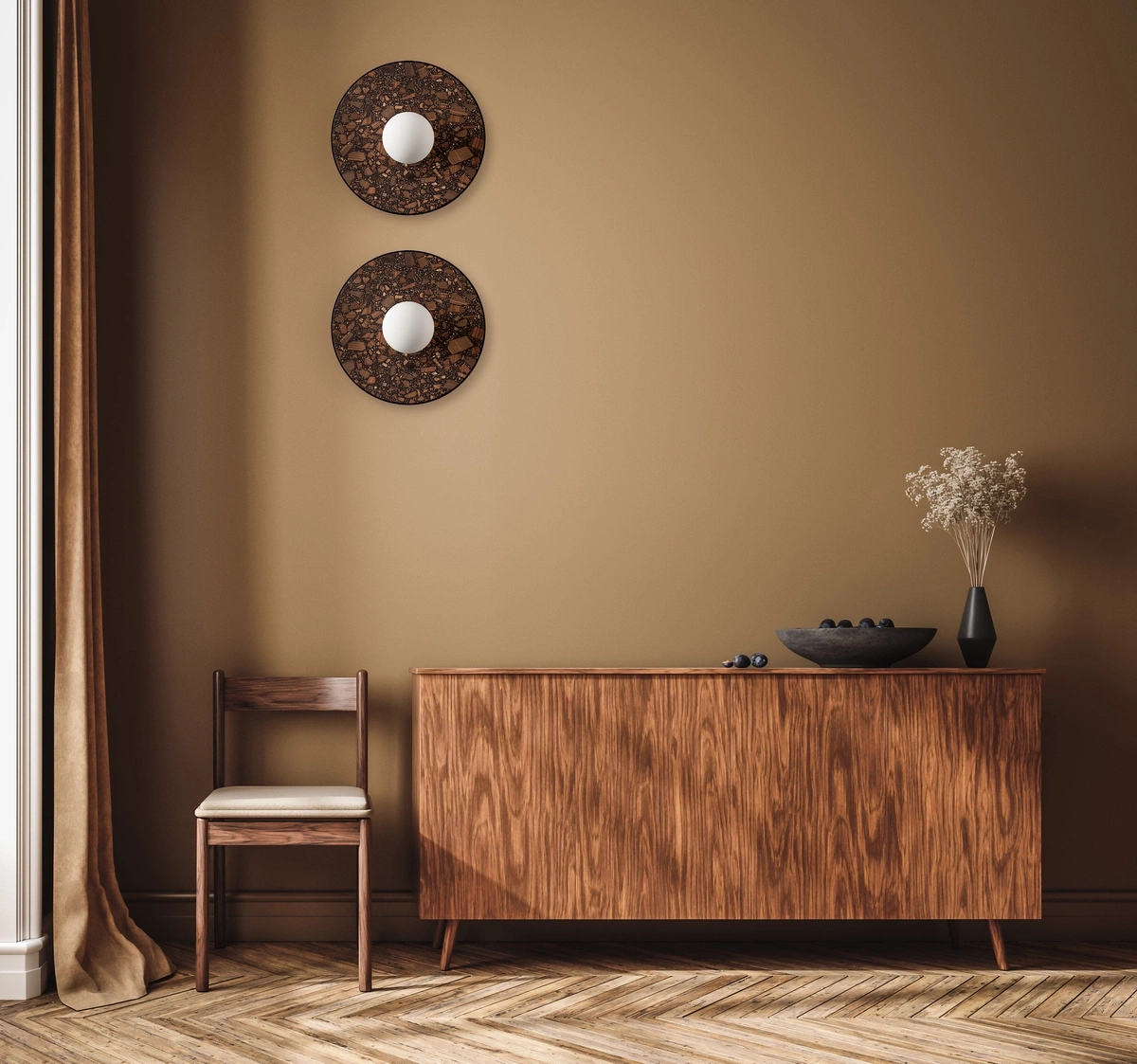 Kaspa :: Legra Wandleuchte / Wandleuchte, Breite 30 cm, dunkelbraun, IP44