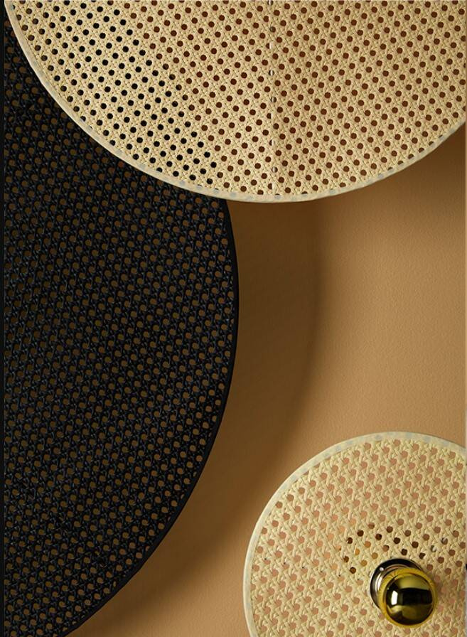 Aromas :: Tan Tan wall lamp / sconce, diameter 60 cm, rattan, black