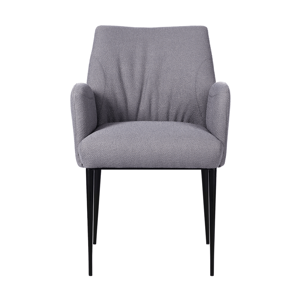 Mobitec :: Enora C10 gray upholstered chair with armrests, width 57 cm, metal legs