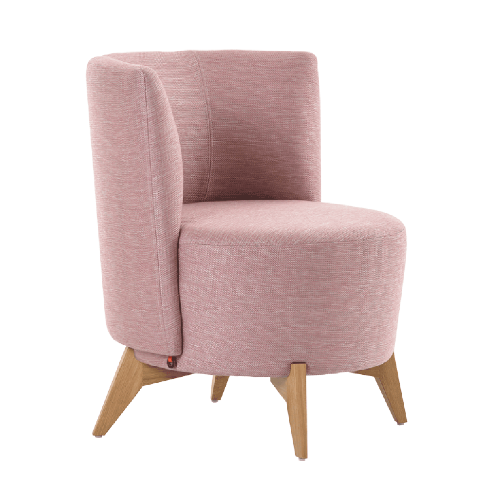 Mobitec :: Bolero pink upholstered armchair, width 70 cm, on wooden legs