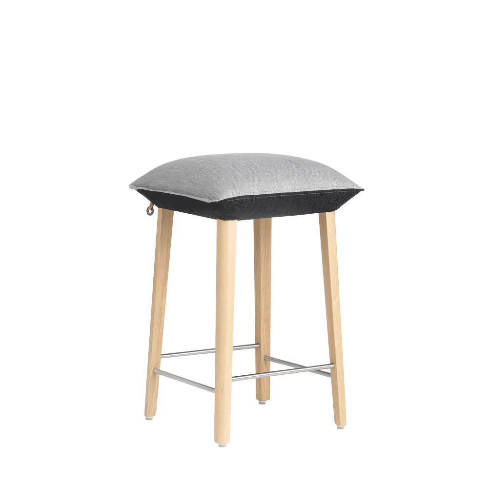 Mobitec :: Upholstered bar stool / stool Soft C35, height 65 cm, gray-black, wooden legs
