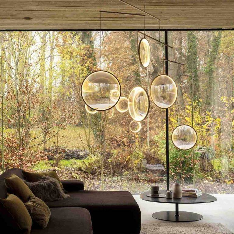 DCW:: Focus Pendelleuchte, 5 Schirme, transparent, Breite 160 cm