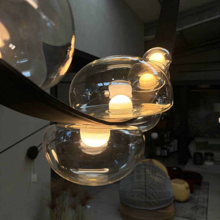 From the exhibition - Bomma :: Dew Drops Eco hanging lamp, width 252 cm, vegan leather