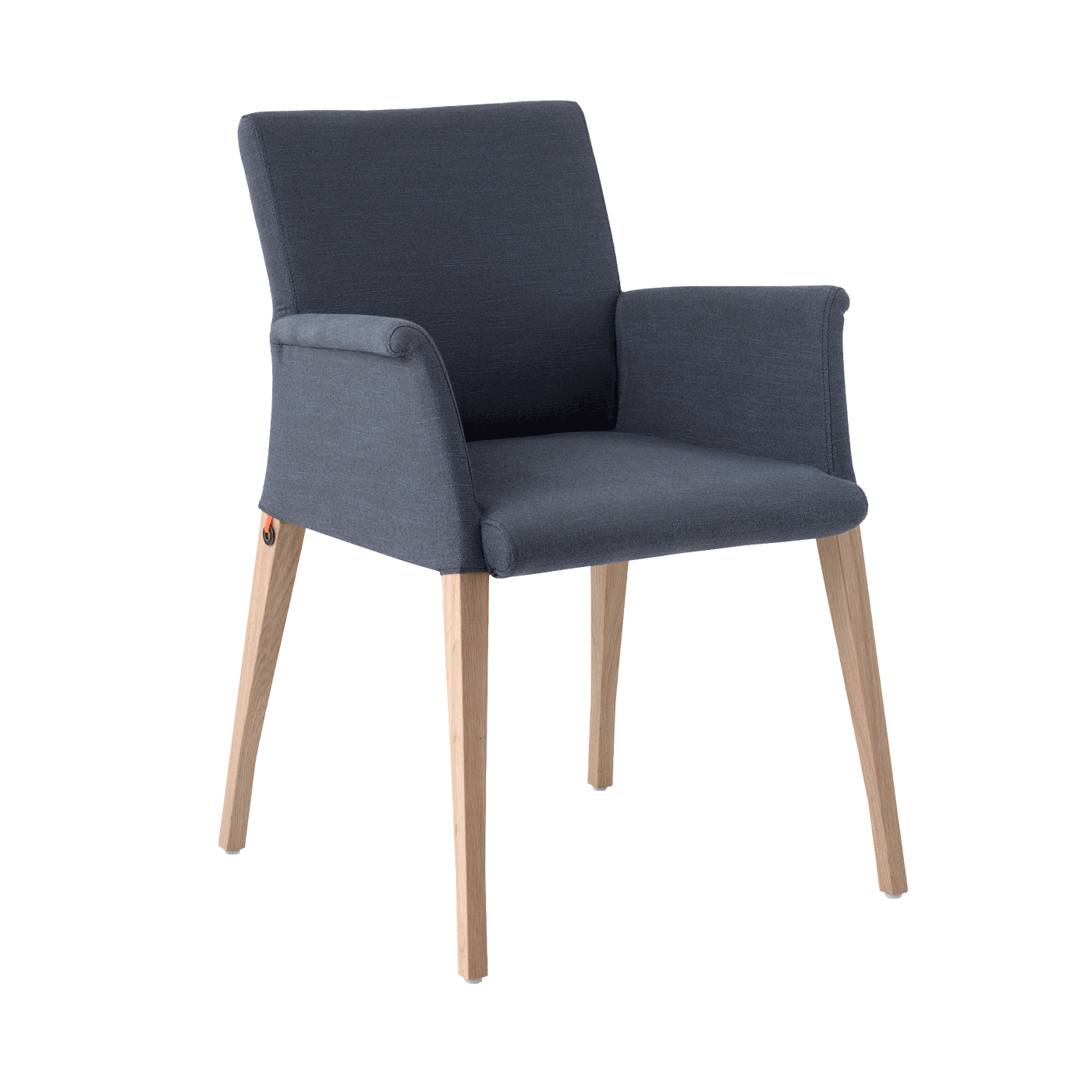 Mobitec :: Pure Classic C02 gray upholstered chair with armrests, 59 cm wide, wooden legs