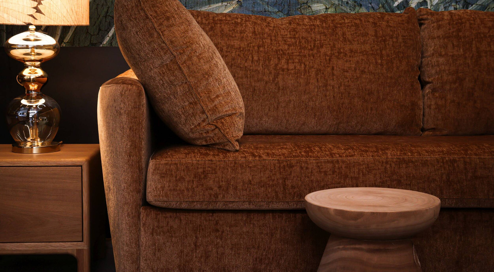 Sits :: Frances Polstersofa mit Schlaffunktion und zwei Kissen, braun, Breite 198 cm