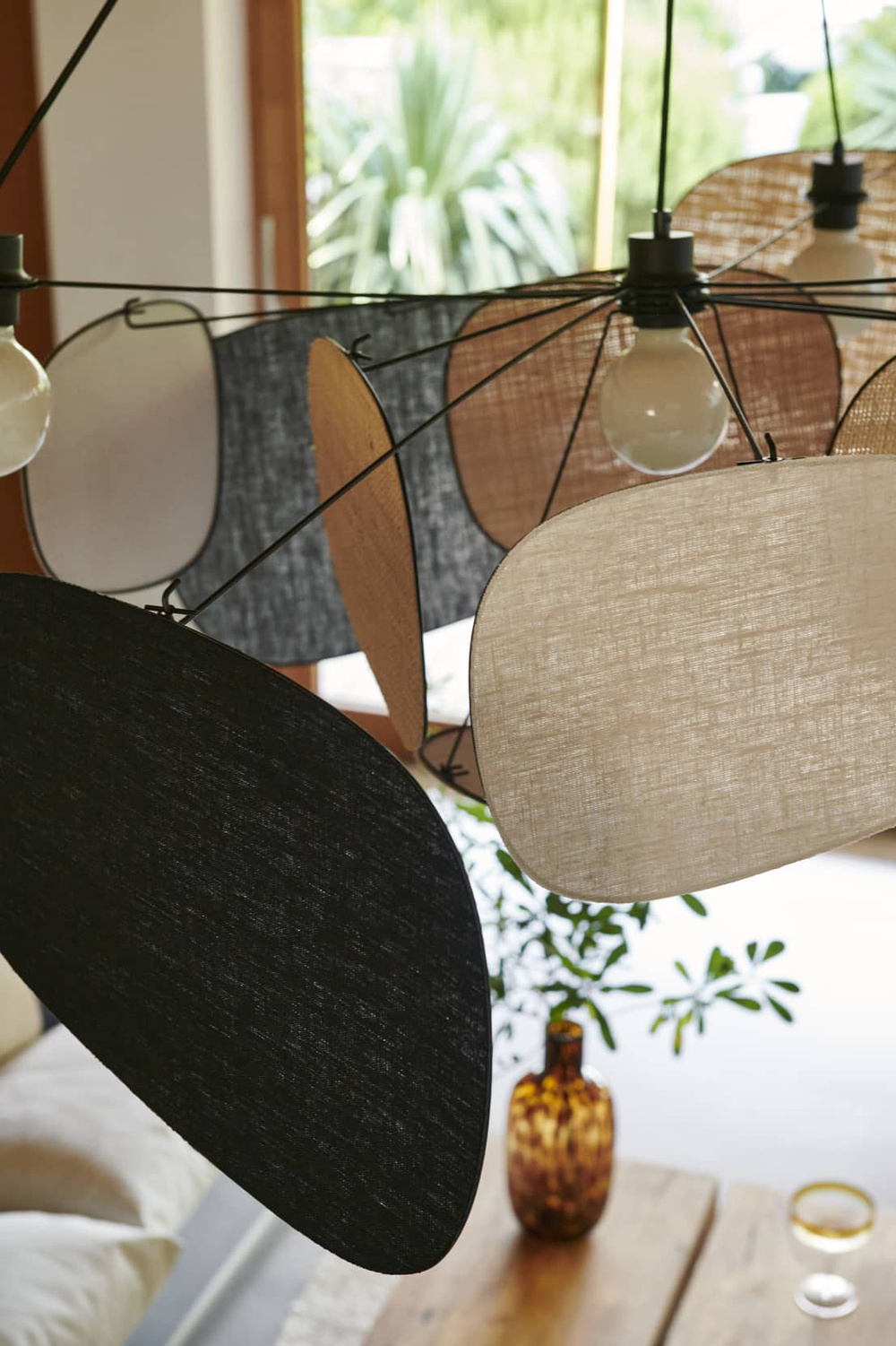 Market Set :: Screen 70's hanging lamp, diameter 150 cm, size XXL, beige and black