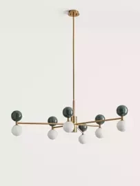 Aromas :: Lampa wisząca Dalt złoto-zielona śr. 120 cm marmur