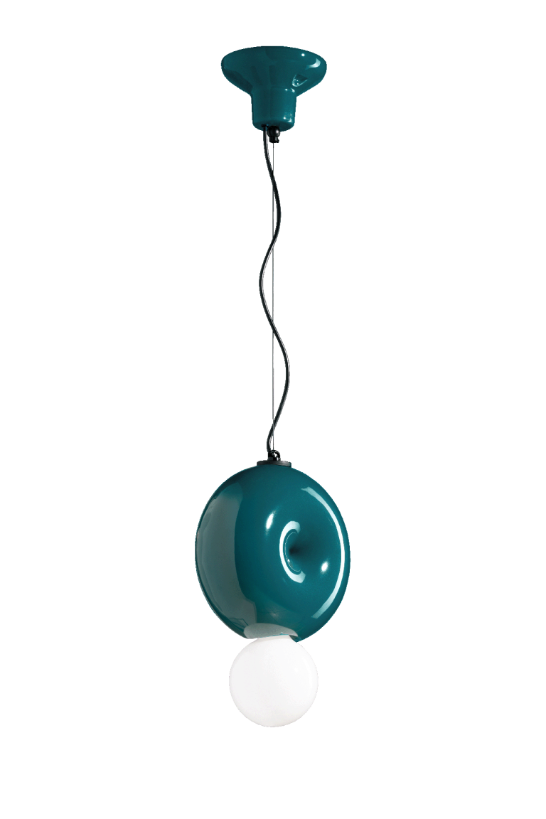 Ferroluce :: Bumbum hanging lamp, diameter 25 cm, ceramic, dark blue