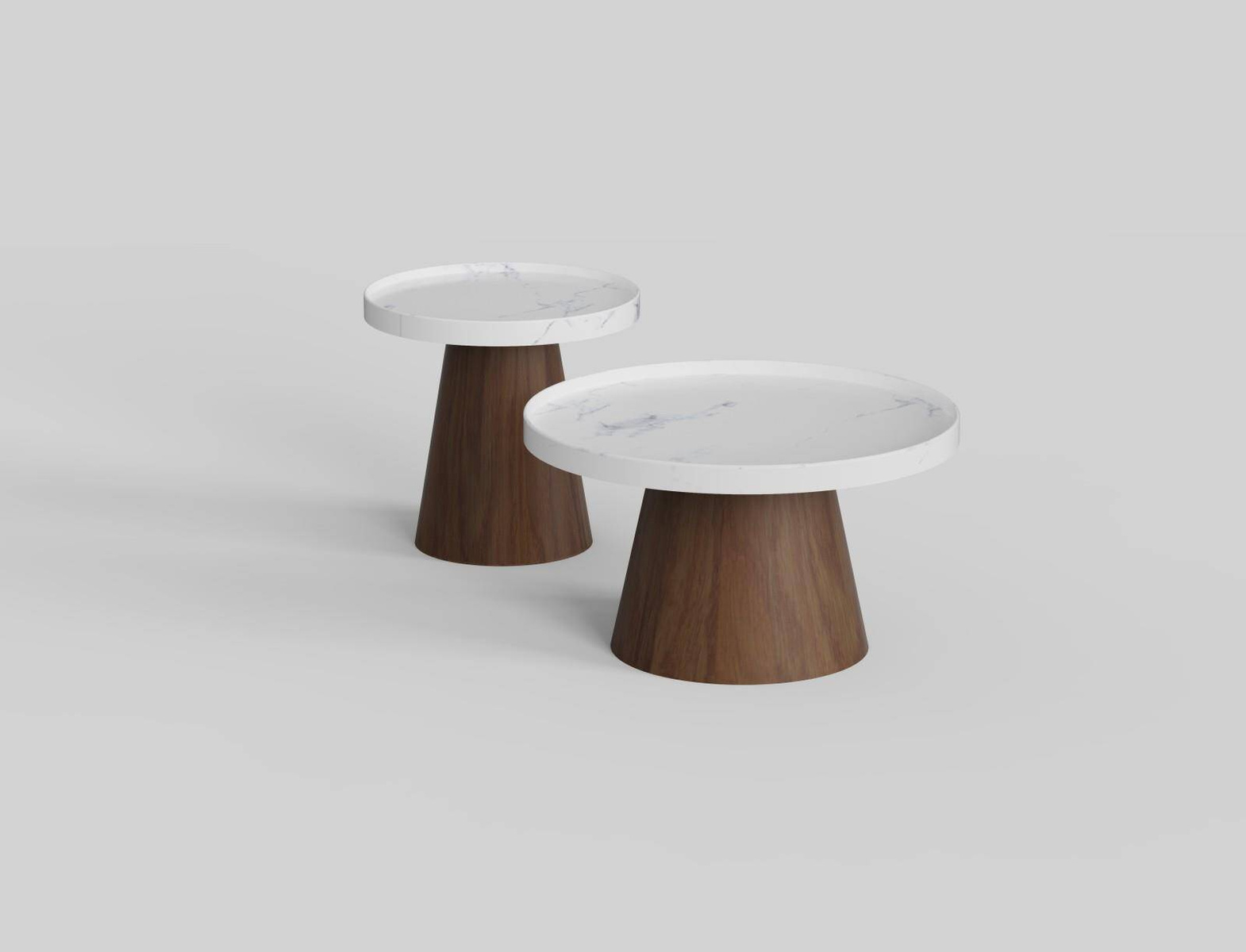 Set of two Nanna Set tables in walnut and white