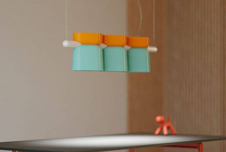 Ferroluce :: Yakitori Hängelampe, Breite 130 cm, grün und blau