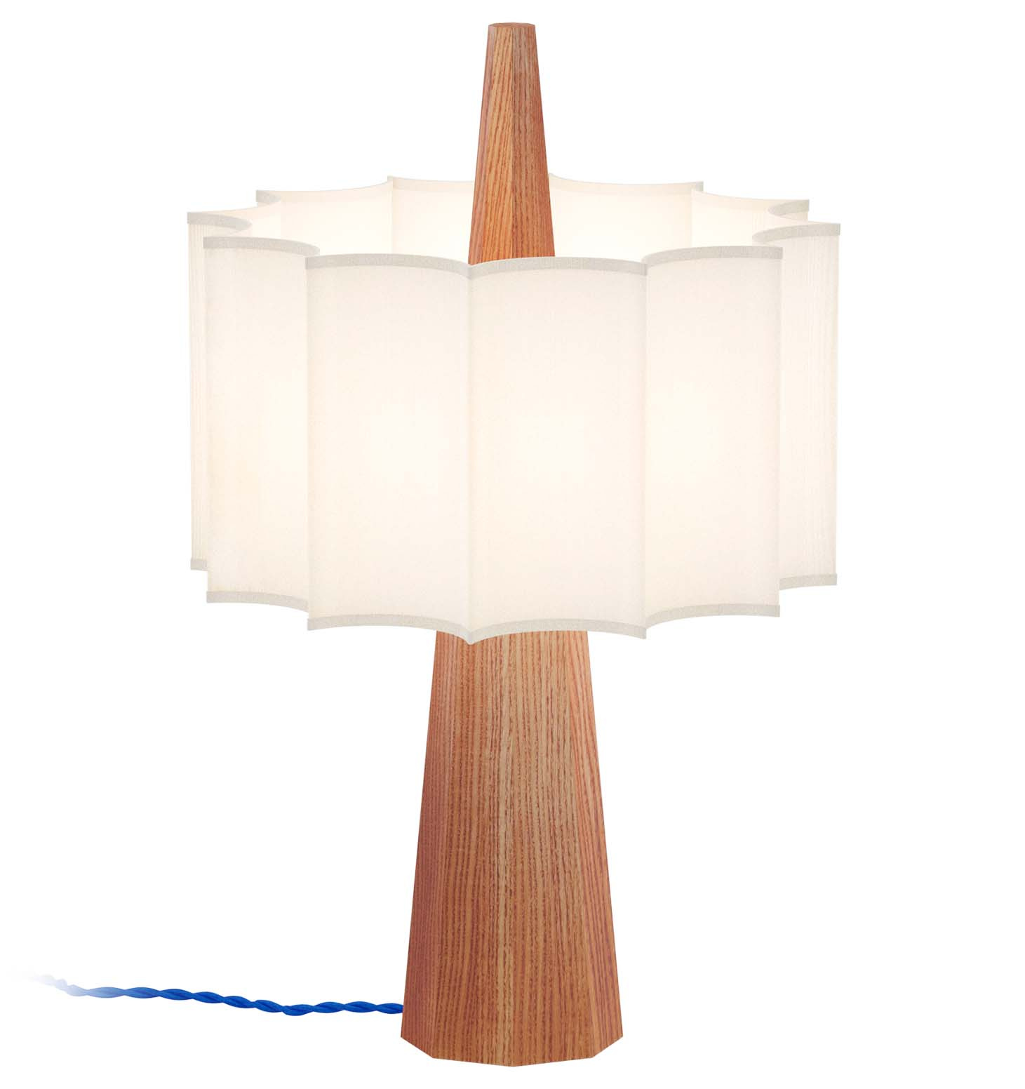 Robin :: Rain table lamp, diameter 30 cm, chestnut wood / white shade