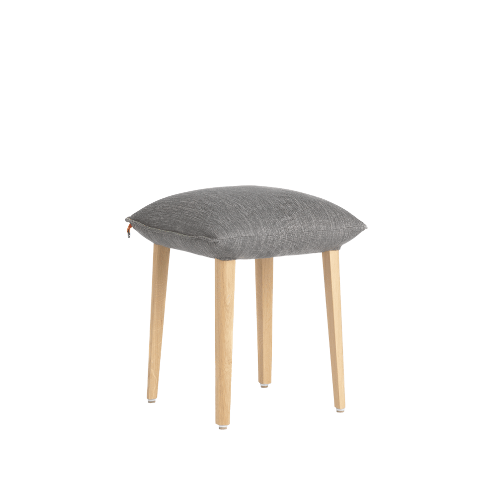 Mobitec :: Soda upholstered stool, height 50 cm, gray, wooden legs