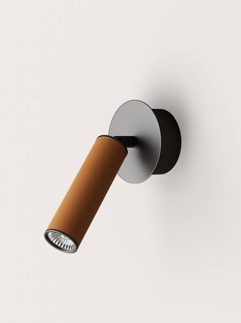 Aromas :: Tura Wandleuchte/Wandleuchte, lederbezogener Schirm, Durchmesser 4,2 cm, orange