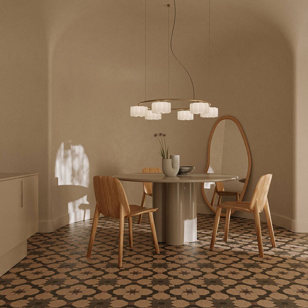 Aromas :: Flow pendant lamp/chandelier, diameter 80 cm, black metal/white shades