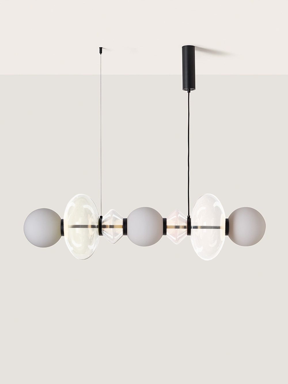 Aromas :: Mapi hanging lamp, width 117 cm, horizontal, milky-transparent