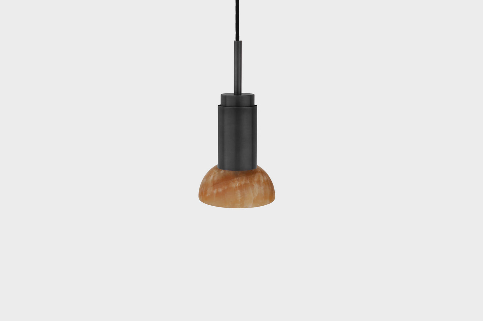 Anour :: Donya Onyx Moon Hängelampe, Durchmesser 12 cm, schwarzer Stahl, Onyx-Schirm