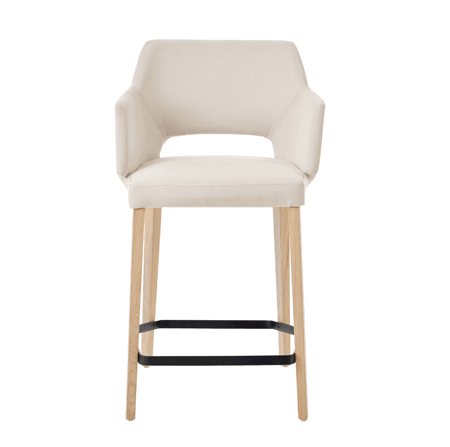 Mobitec :: Krzesło barowe / hoker tapicerowany Lena C07 wys. 96 cm beżowy z podłokietnikami nogi drewniane