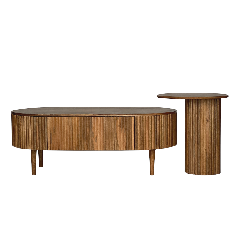 Table4U :: Bruno Couchtisch aus Holz, Breite 120 cm, Karamellfarbe